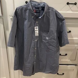 Chaps Men's Navy Checkered Button Down Shirt